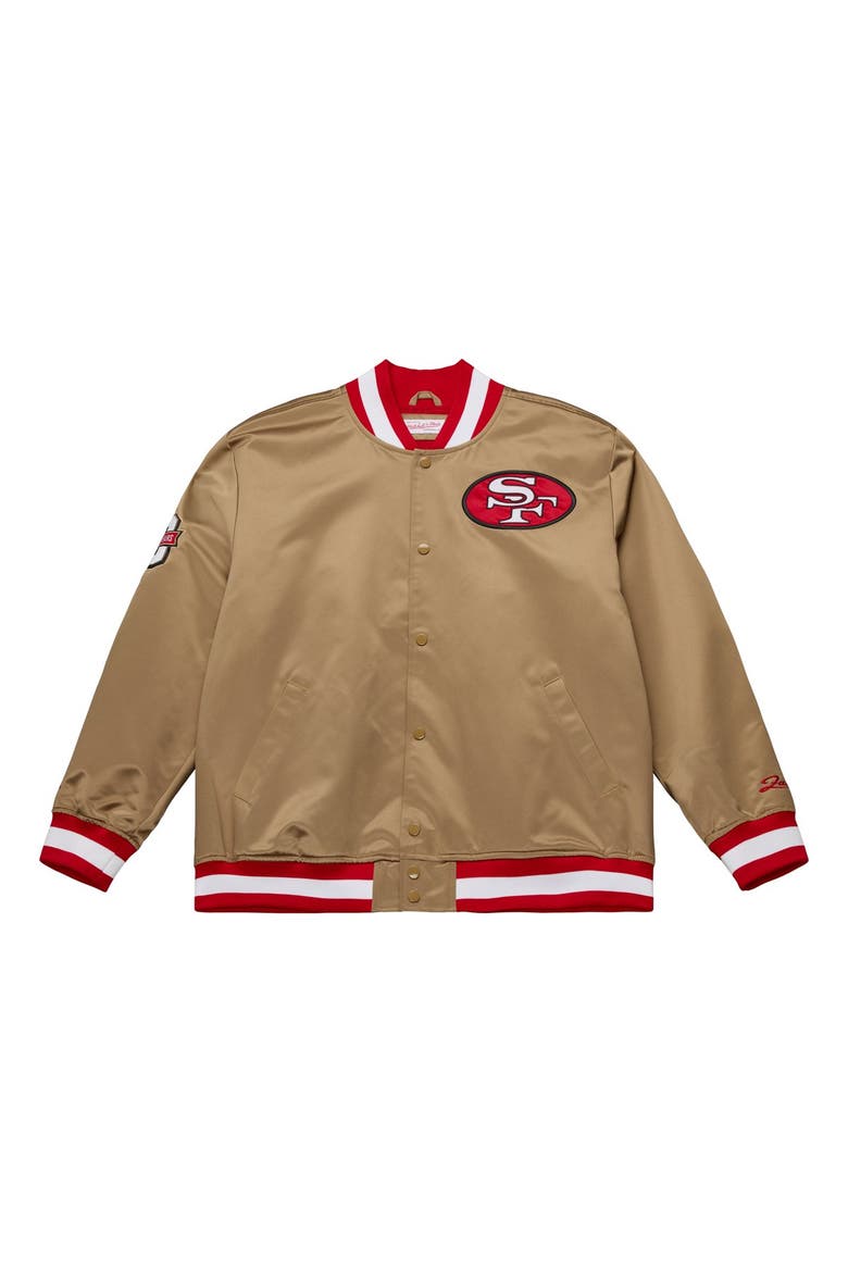 Men's Mitchell & Ness Gold San Francisco 49ers 80th Anniversary Heavyweight Satin Full-Snap Jacket, Alternate, color, Gold