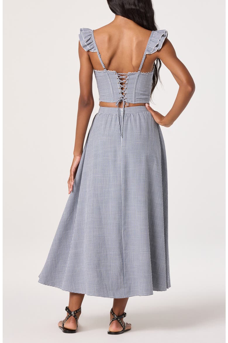 Wedelia Floral Lace-Up Crop Top, Alternate, color, BLUE GINGHAM