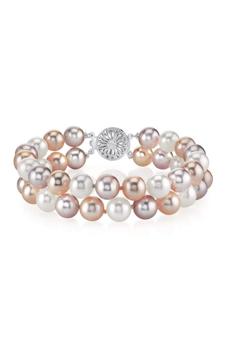 The Pearl Source Freshwater Double Pearl Bracelet 6.5-7mm, Main, color, Multi Pearl