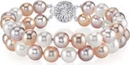 The Pearl Source Freshwater Double Pearl Bracelet 6.5-7mm