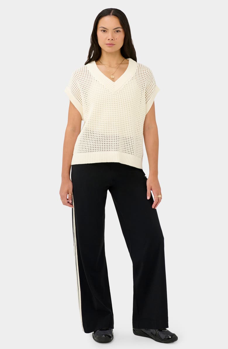 Sweaty Betty Tides High Open Stitch Cotton Sweater, Alternate, color, Coconut Cream