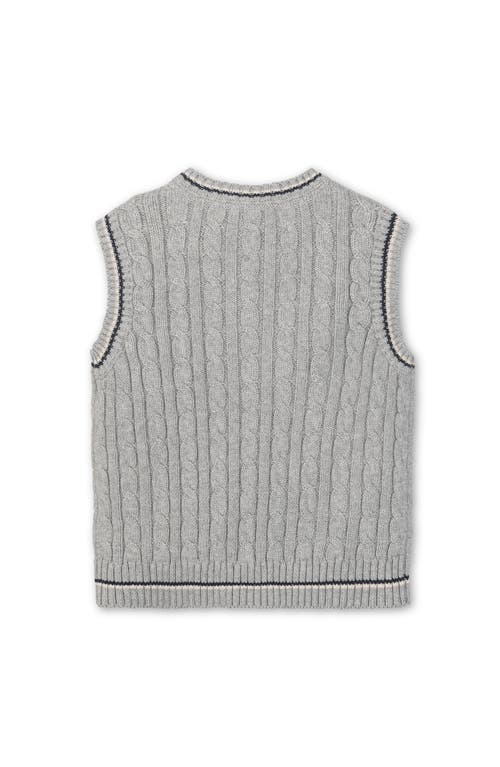 Hope & Henry Kids' Organic V-neck Cable Sweater Vest In Gray