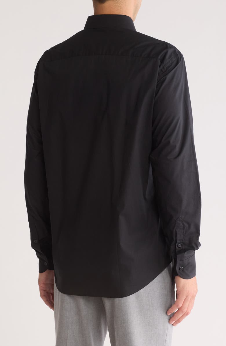 Armani Collezioni Solid Cotton Twill Dress Shirt, Alternate, color, Solid Black