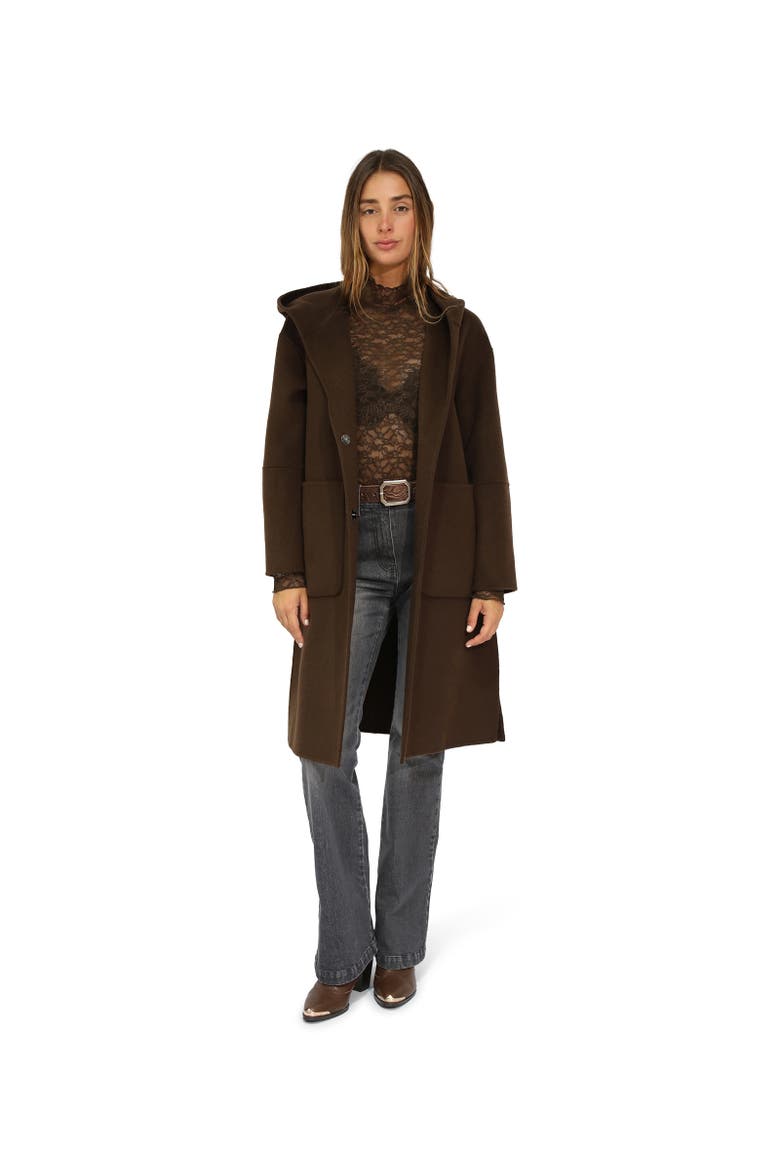 Walk This Way Wool Blend Oversized Coat, Main, color, Dark Brown