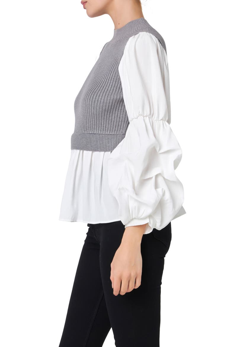 Combo Top, Alternate, color, HEATHER GREY/ WHITE