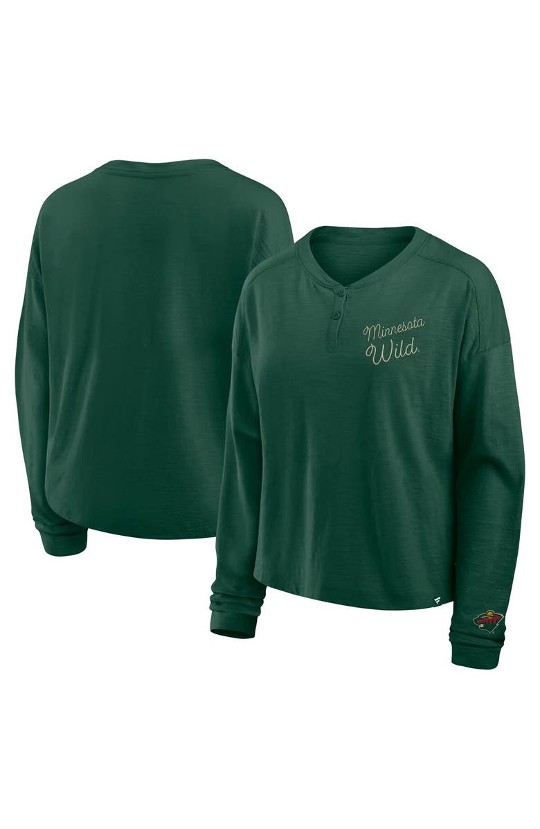 FANATICS Women
s Fanatics Green Minnesota Wild Oversized All Out Effort Long Sleeve Henley T-Shirt, Main, color, Green