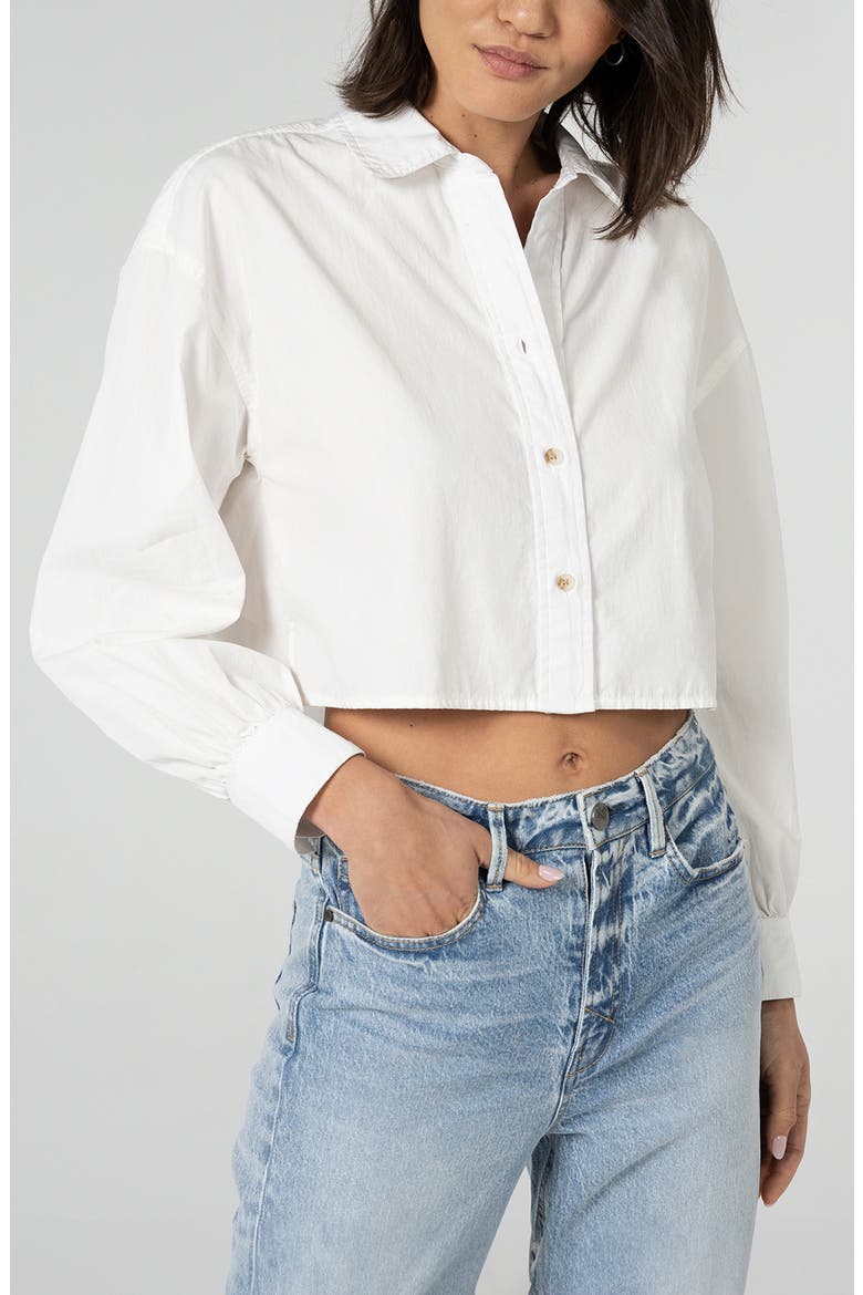 Ana Cotton Crop Button-Up Shirt, Main, color, WHISPER
