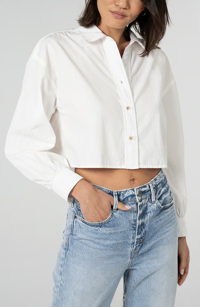 Unpublished Ana Cotton Crop Button-Up Shirt, Main, color, Whisper