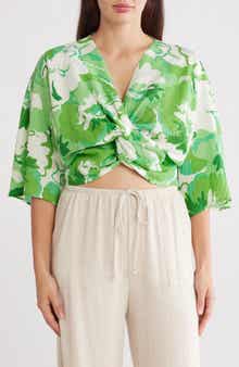 Renee C Floral Twist Front Top