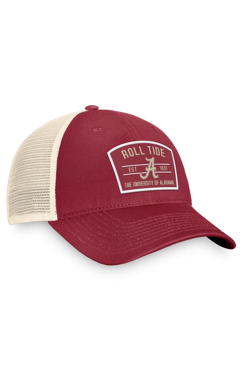 TOP OF THE WORLD Men's Top of the World Crimson Alabama Crimson Tide Unruly Slouch Trucker Snapback Hat, Alternate, color,