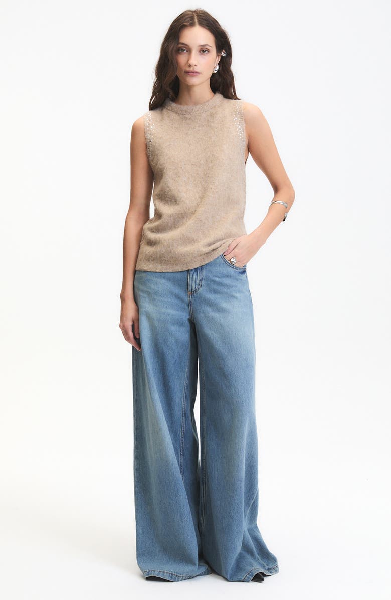 DELUC Myles Rhinestone Embellished Sweater Vest, Alternate, color, Beige