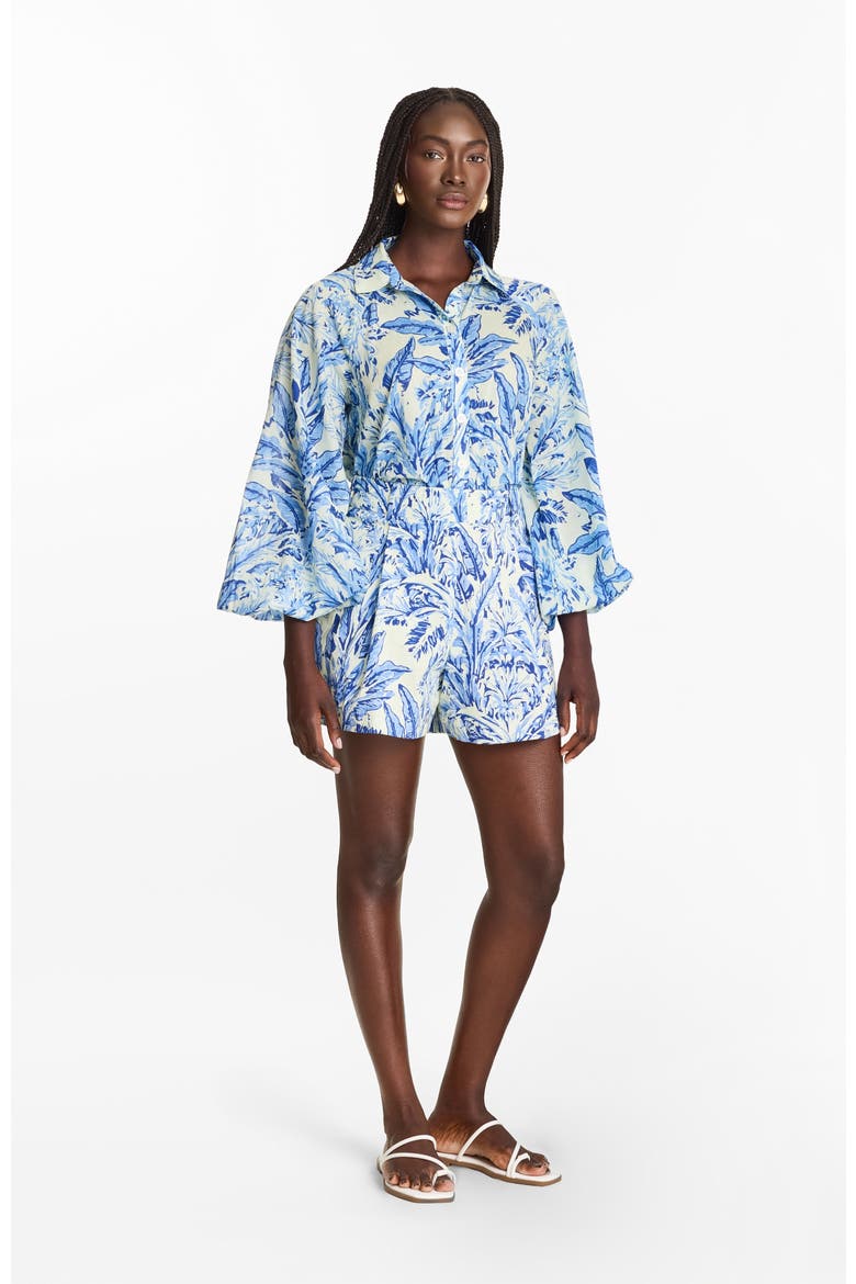 Printed Cotton Poplin Adi Shorts Toile Blu, Alternate, color, Toile Blu