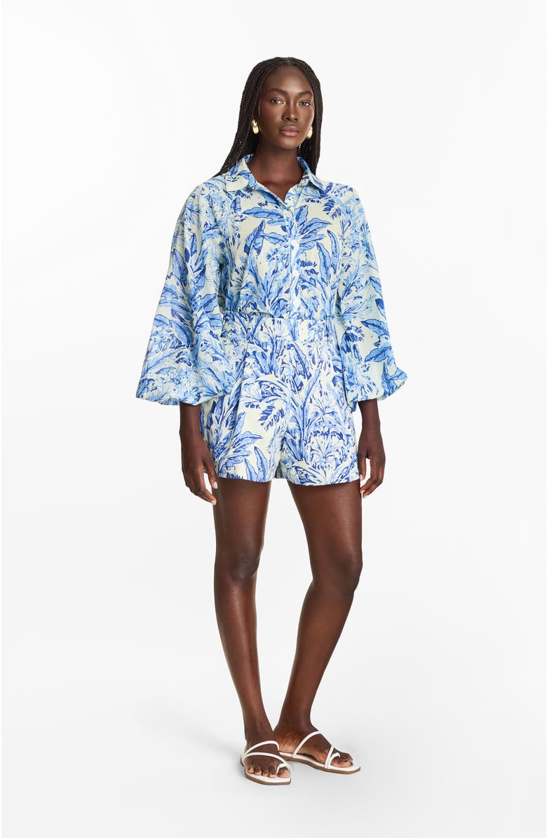 DIARRABLU Printed Cotton Poplin Adi Shorts Toile Blu, Alternate, color, Toile Blu