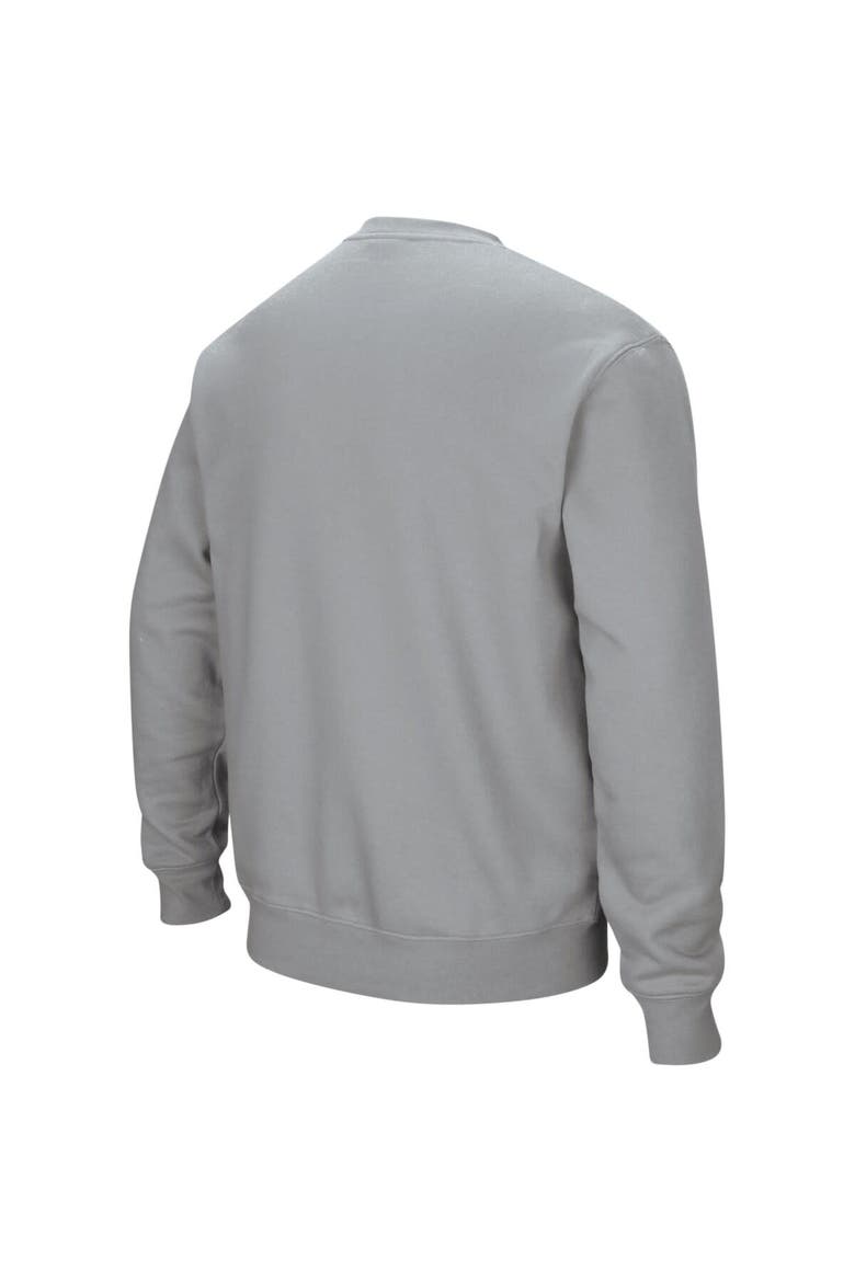 Men's Colosseum Heathered Gray Clemson Tigers Arch & Logo Crew Neck Sweatshirt, Alternate, color, Heather Gray
