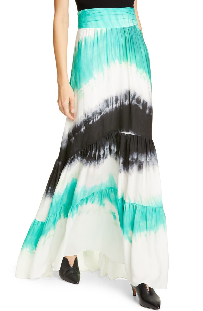 A.L.C. Hopkins Tie Dye Silk Maxi Skirt, Alternate, color,