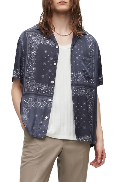 Tikal Relaxed Fit Bandana Print Short Sleeve Button-Up Shirt
