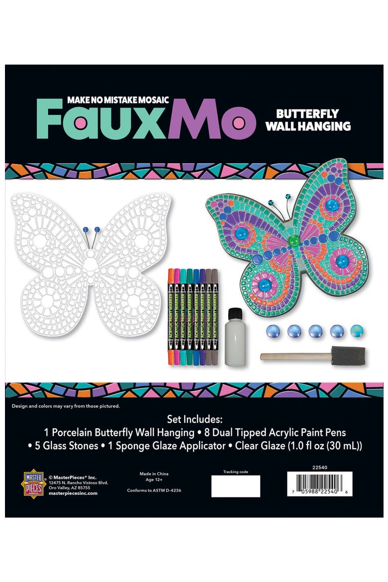 Works of Ahhh Faux Mo - Porcelain Butterfly Wall Art Craft Kit, Alternate, color, Multicolor