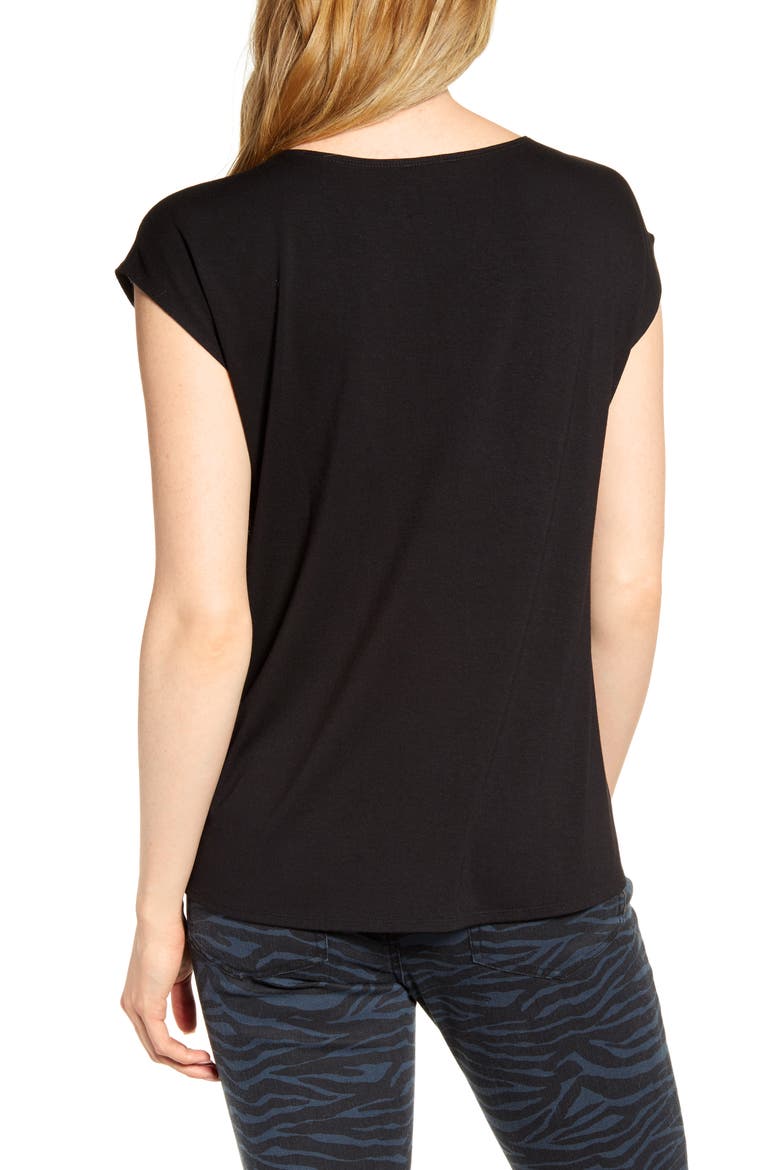 Gathered Neck Knit Back Top, Alternate, color, RICH BLACK