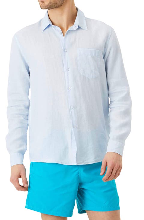 Classic Fit Linen Button-Up Shirt