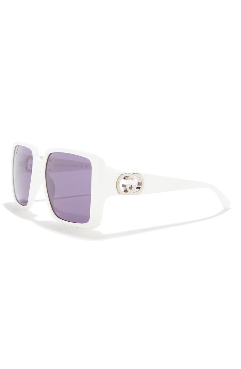 Gucci 54mm Square Sunglasses, Alternate, color, White White Grey