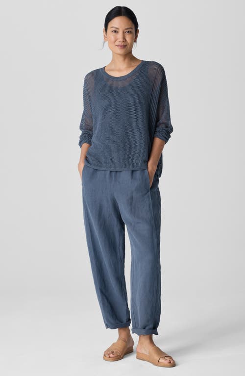 Eileen Fisher Open-knit Crewneck Sweater In Eclipse