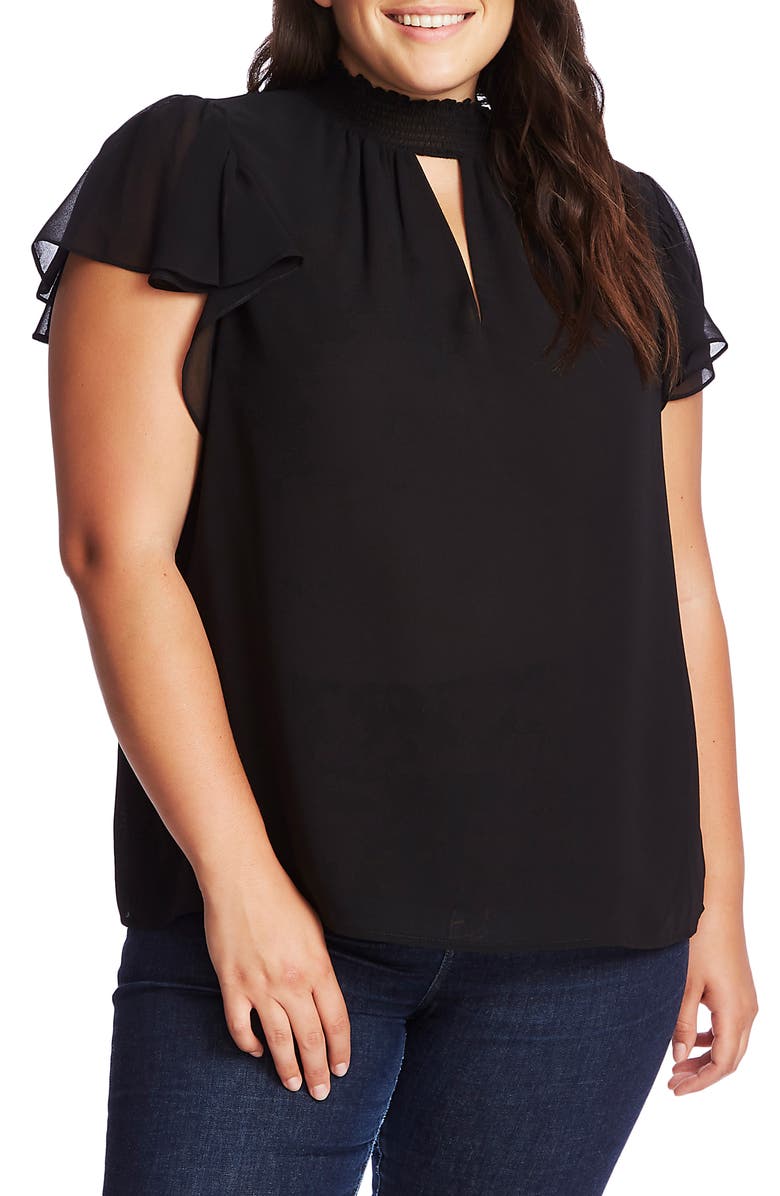 1.STATE Keyhole Flutter Sleeve Blouse, Main, color, 