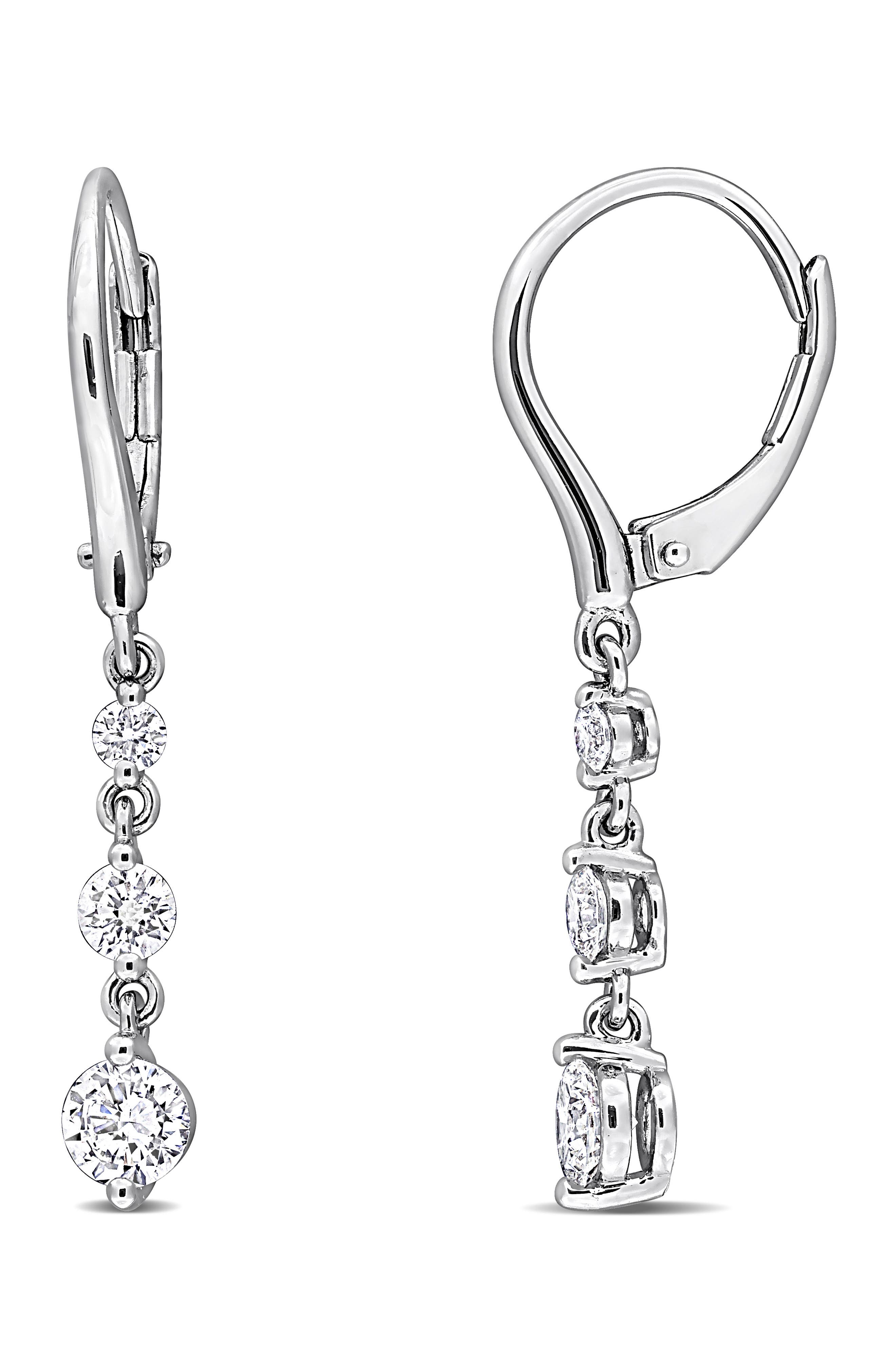 Created Forever Sterling Silver Lab Grown Diamond Drop Earrings