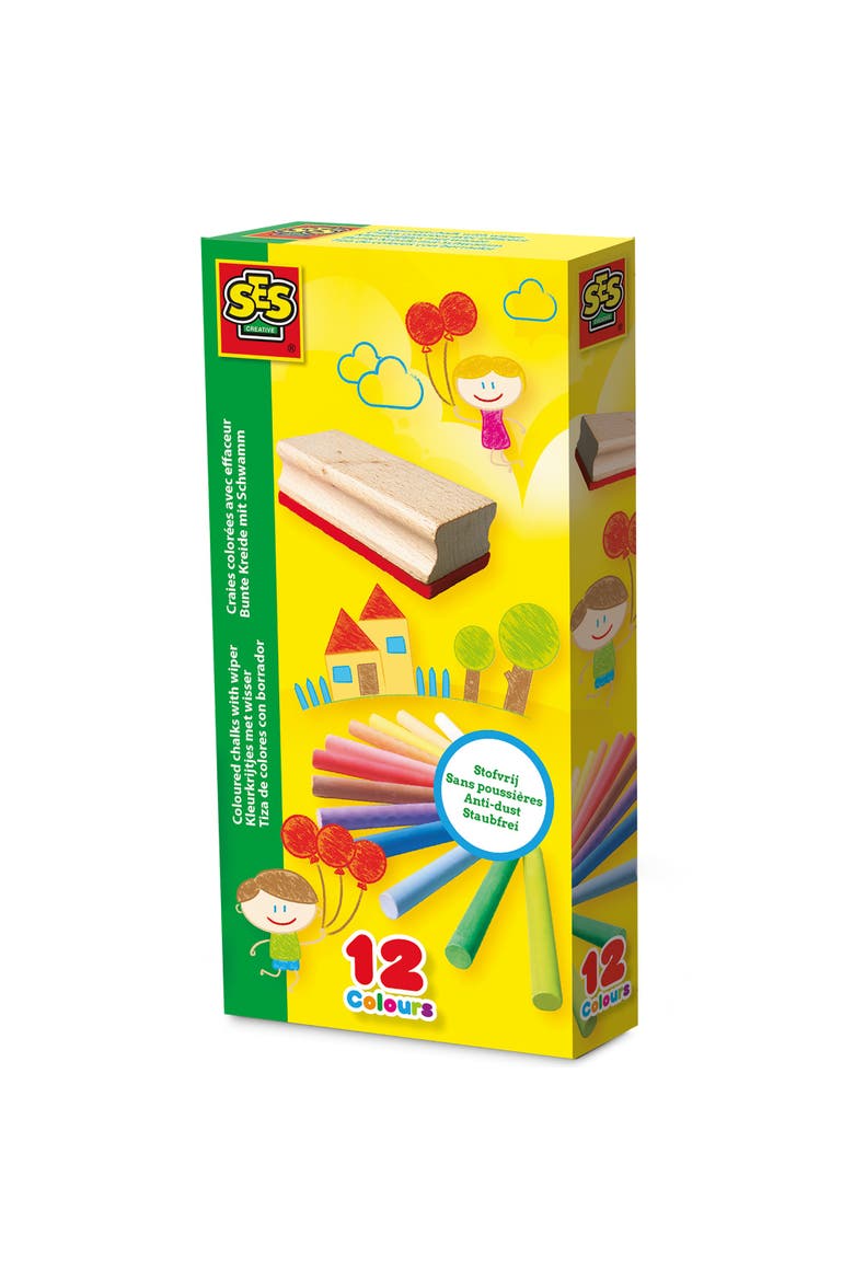 Colored Chalk Set & Eraser, 12 Colors, Toddlers & Kids 2+, Main, color, Multicolored
