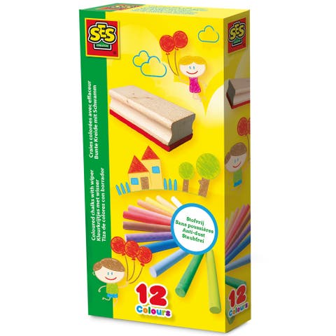 Colored Chalk Set 
Eraser, 12 Colors, Toddlers 
Kids 2+