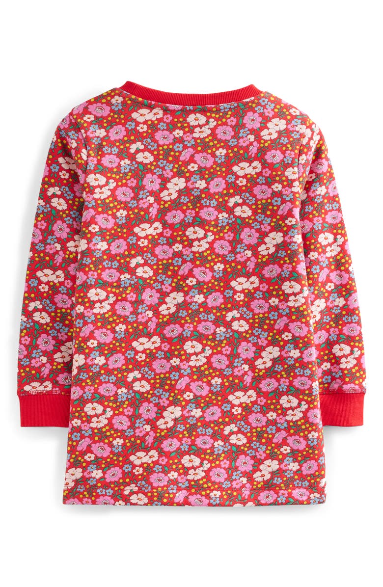 Mini Boden Kids' Floral Santa Appliqué Fleece Tunic Top, Alternate, color, 