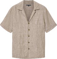 John Varvatos Grady Stripe Linen Camp Shirt