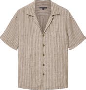 John Varvatos Grady Stripe Linen Camp Shirt