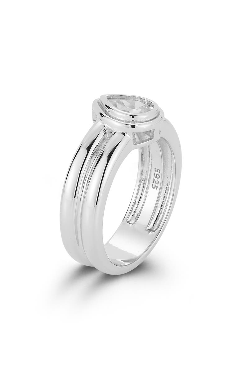 GLAZE JEWELRY Pear Cut Cubic Zirconia Band Ring, Alternate, color, Silver