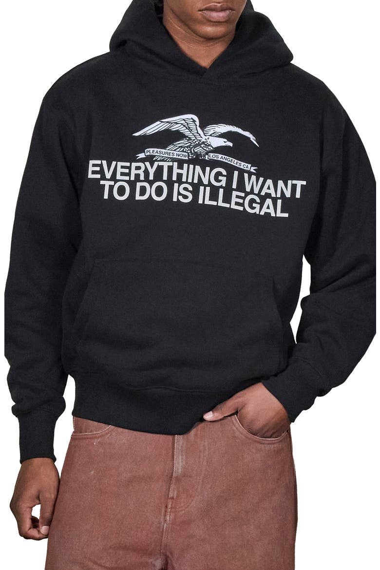 Illegal Graphic Hoodie, Main, color, BLACK