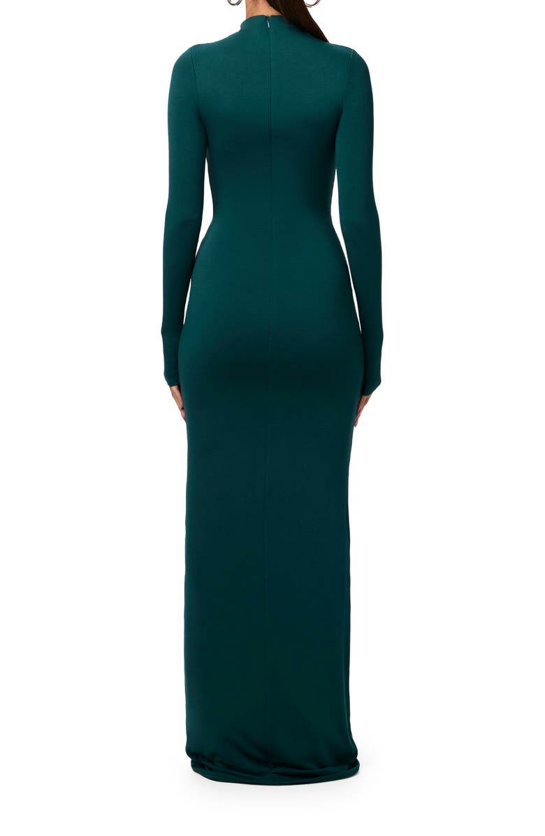 Naked Wardrobe Tie Front Long Sleeve Maxi Dress, Alternate, color, Deep Teal
