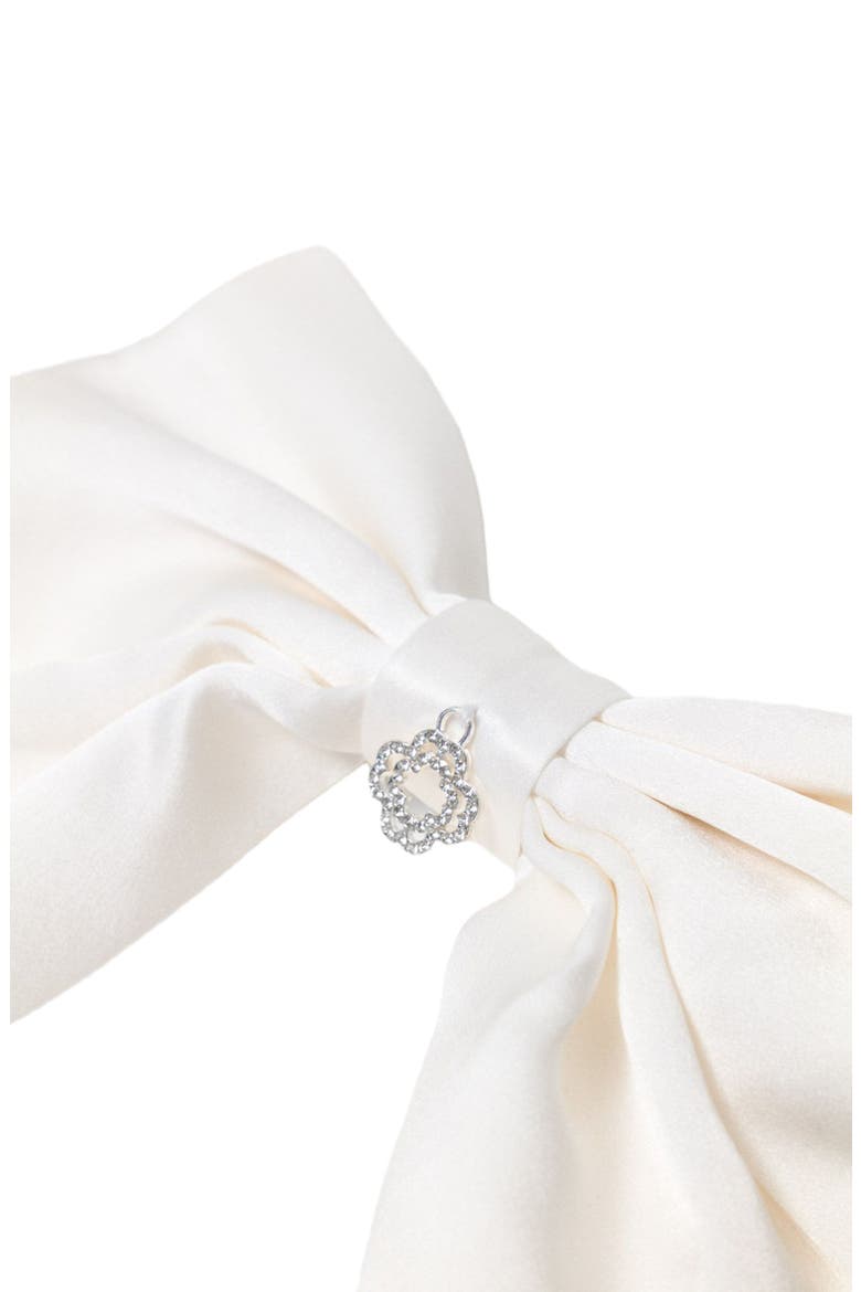 Satin-effect bow barrette, Alternate, color, White