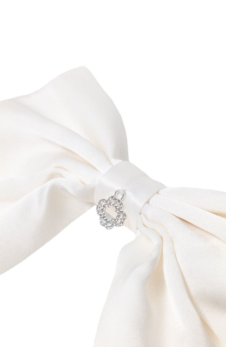 maje Satin-effect bow barrette, Alternate, color, White