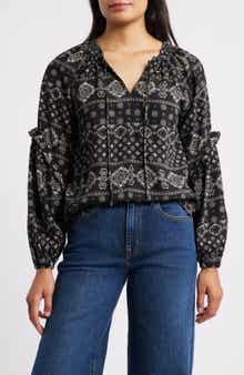 Bobeau Paisley Print Long Sleeve Woven Shirt