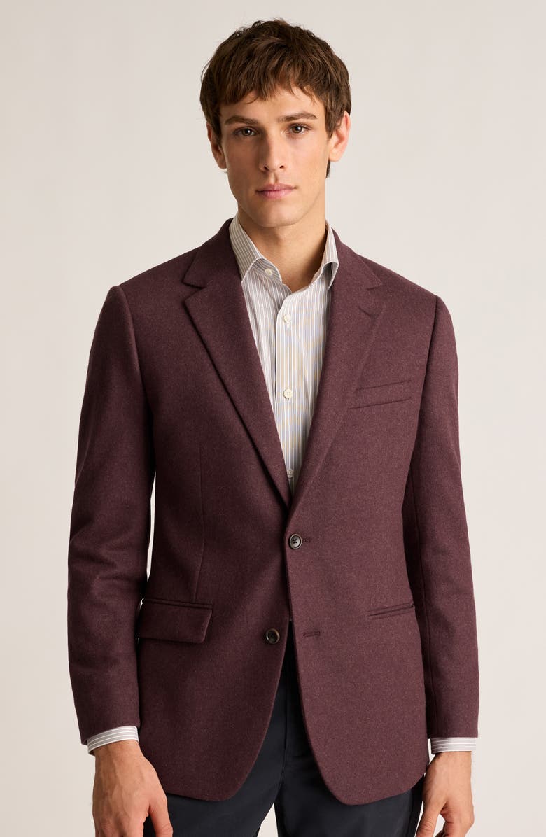 Bonobos Jetsetter Slim Fit Heathered Burgundy Knit Wool Blend Sport Coat, Alternate, color, Burgundy