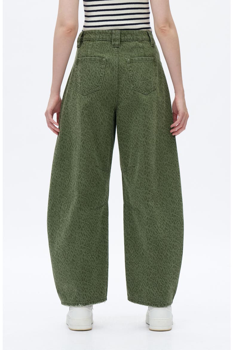 Leopard Print High Waist Drop Crotch Barrel Jeans, Alternate, color, GREEN