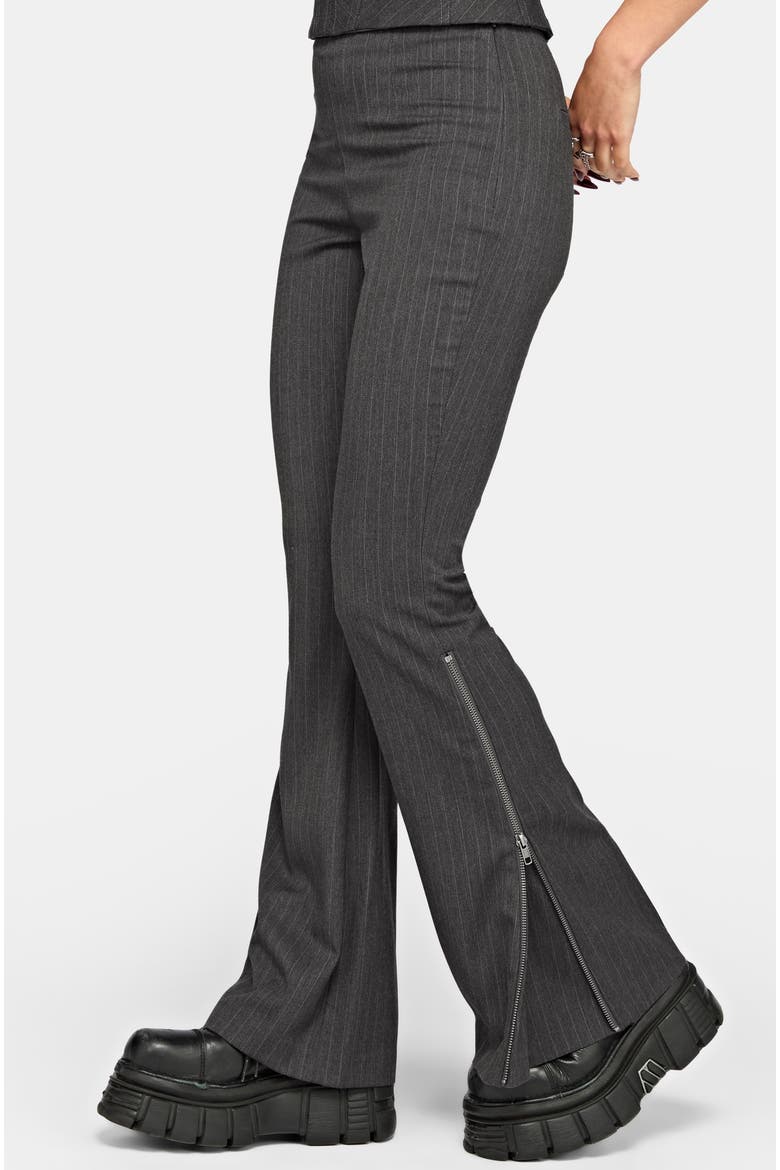 Lea Pinstripe Zip Bootcut Trouser, Alternate, color, Grey