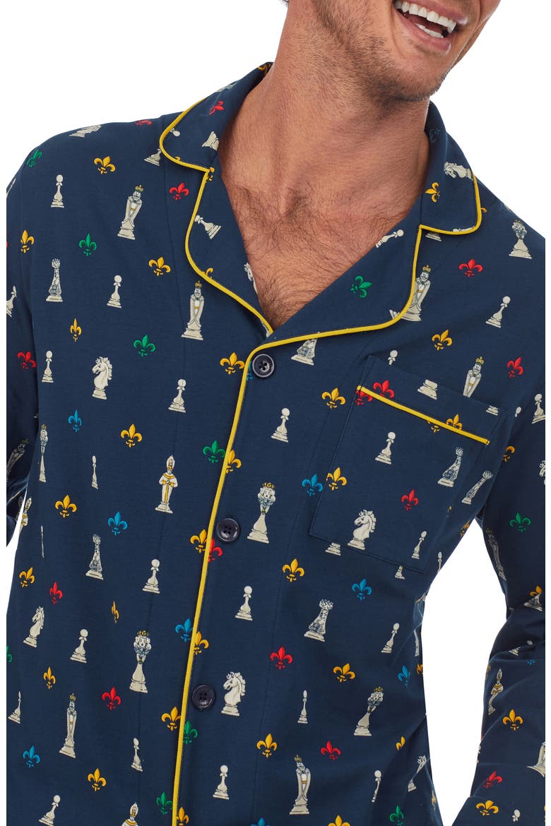 Chess Print Stretch Organic Cotton Pajamas, Alternate, color, CHECKMATE