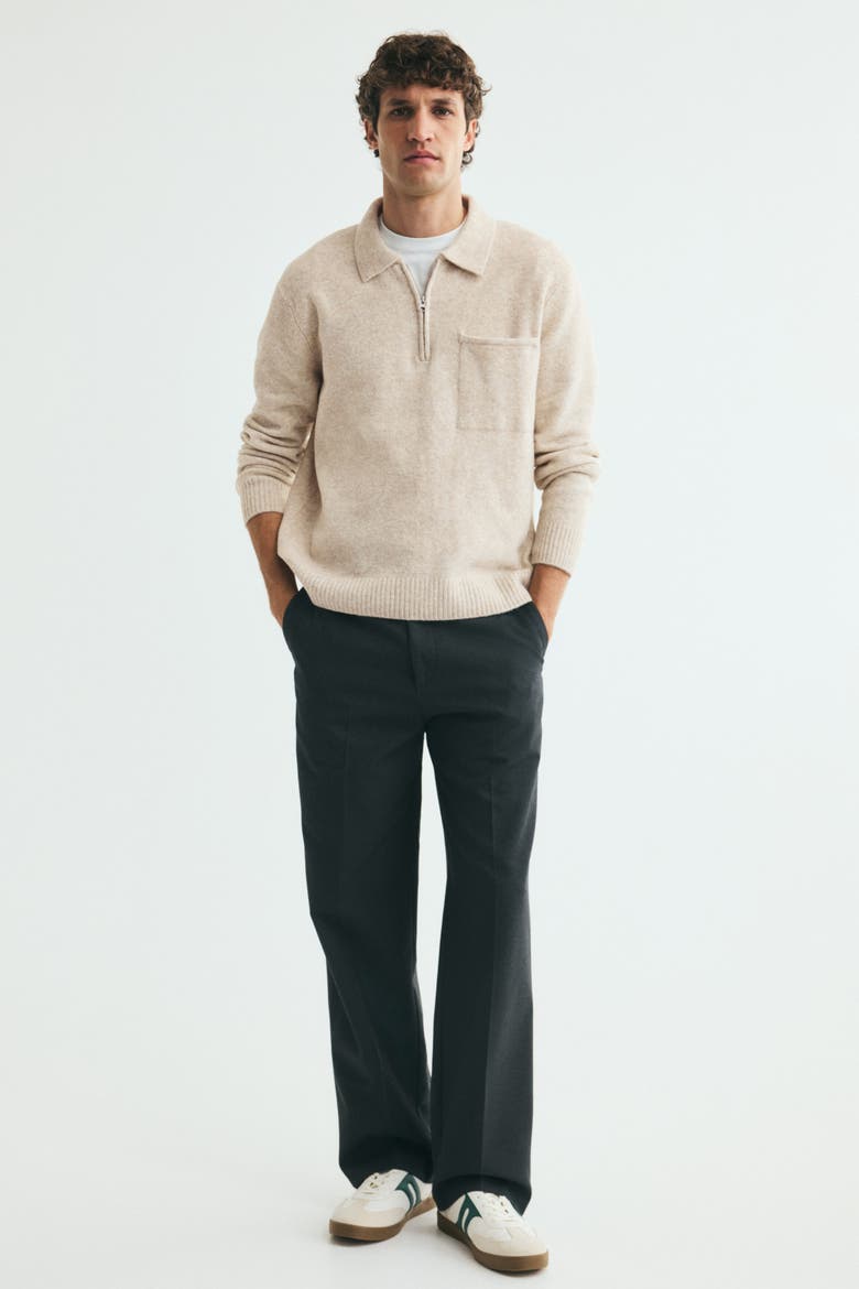 Regular-fit Knit Polo Shirt, Alternate, color, Light beige melange