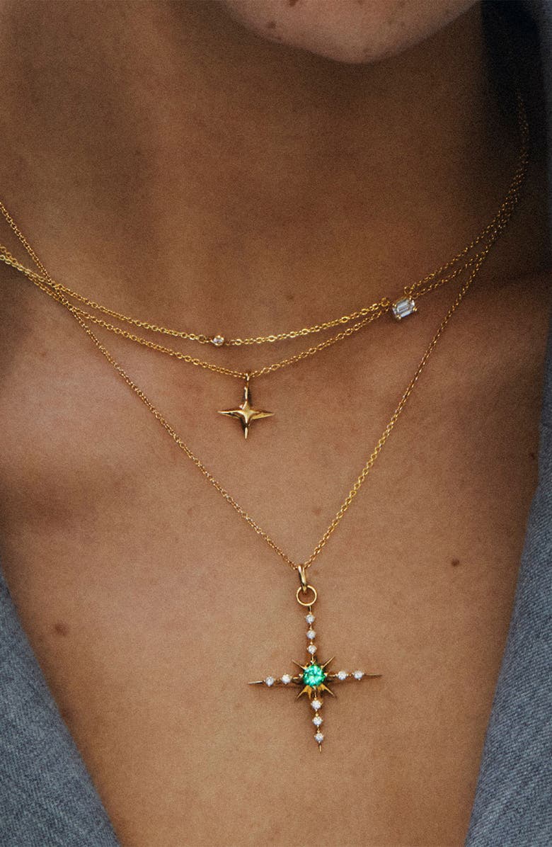 Oak & Luna Northern Star Necklace, Alternate, color, Gold Vermeil