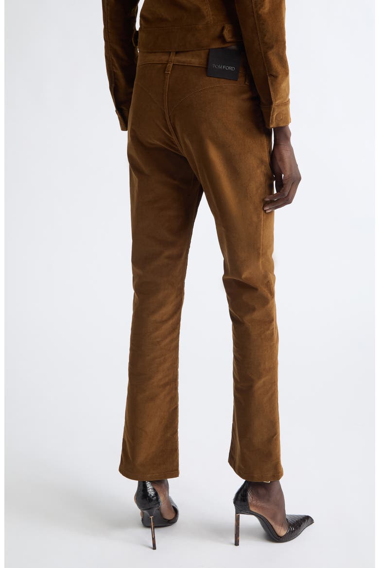 Stretch Cotton Velvet Skinny Flare Pants, Alternate, color, TOBACCO