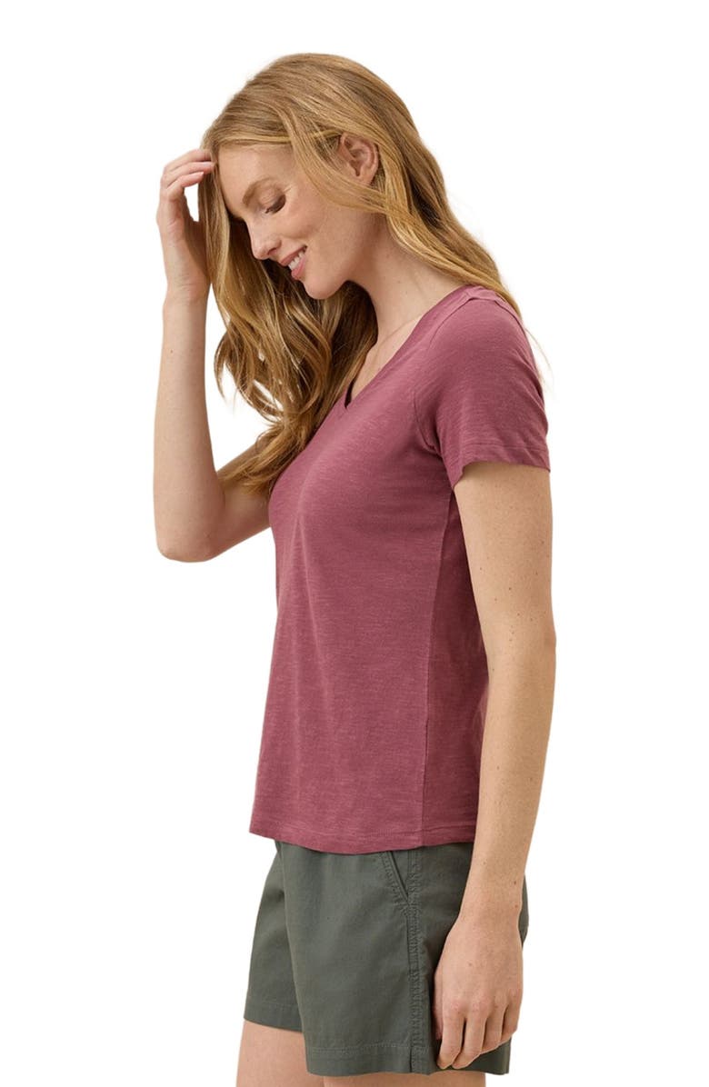 Pact Organic Cotton Featherweight Slub V-Neck Tee, Alternate, color, Mauve