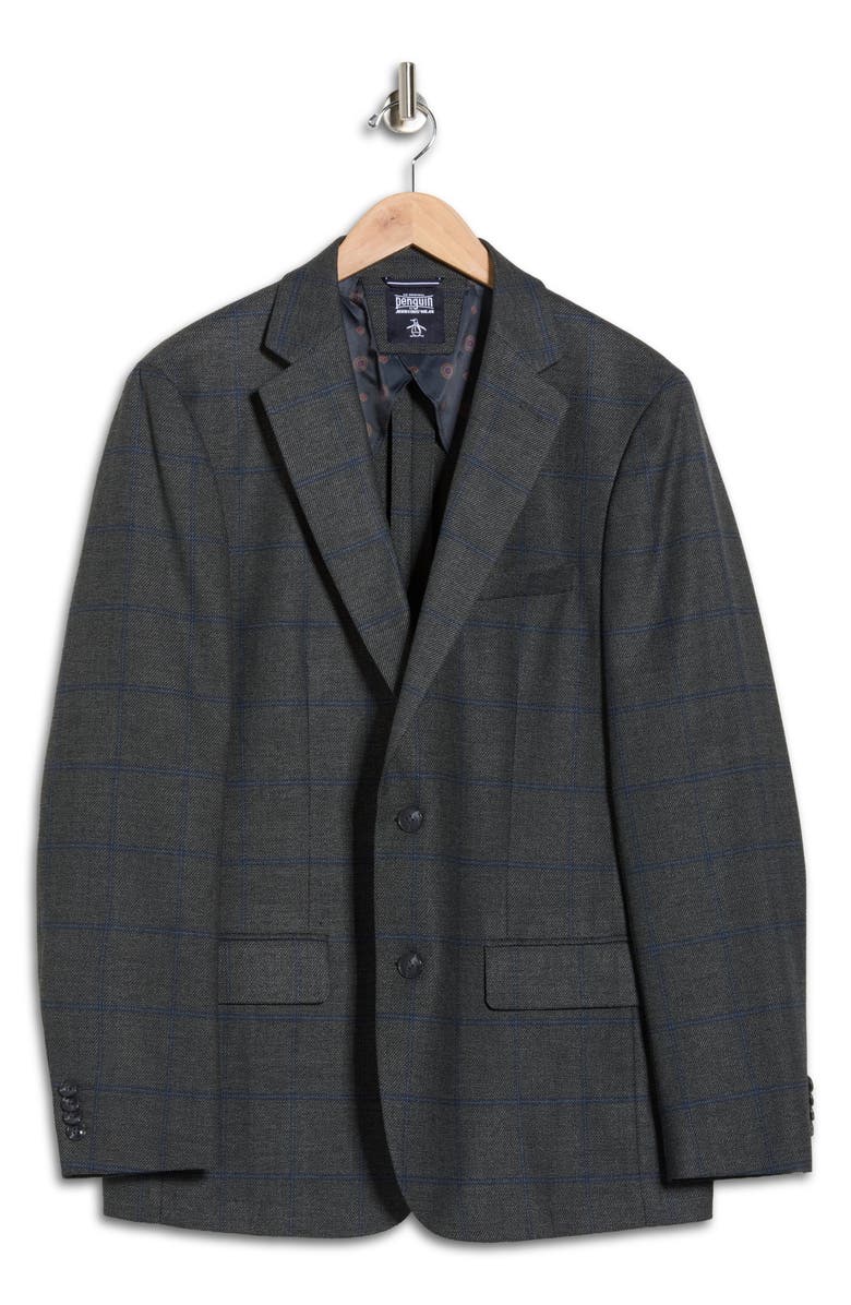 Original Penguin Plaid Two-Button Sport Coat, Alternate, color, Grey/ Blue