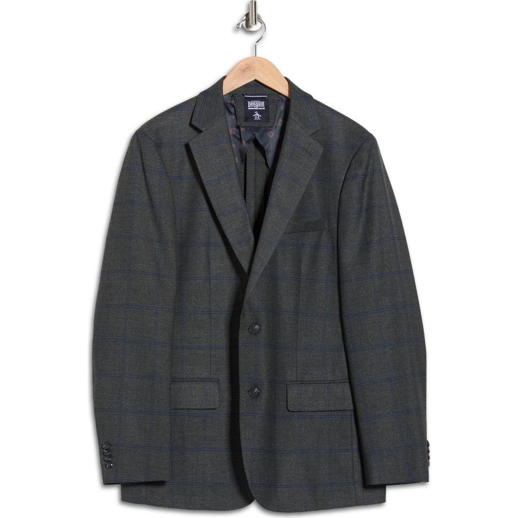Original Penguin Plaid Two-button Sport Coat In Gray