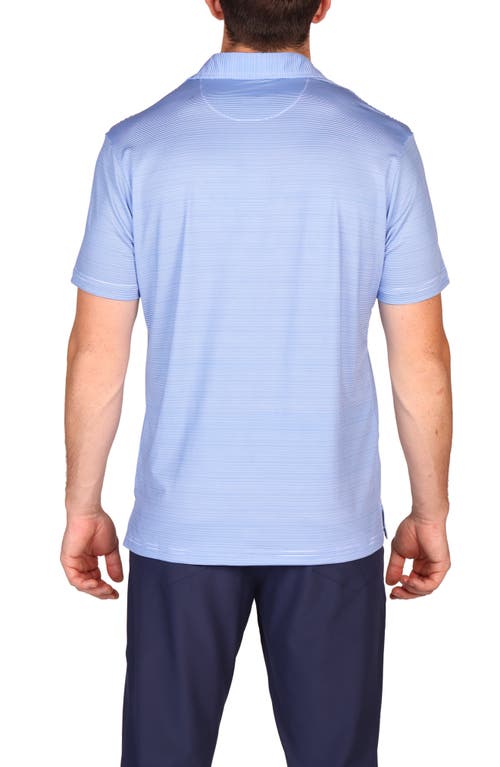 Tailorbyrd Stripe Print Performance Polo In Blue