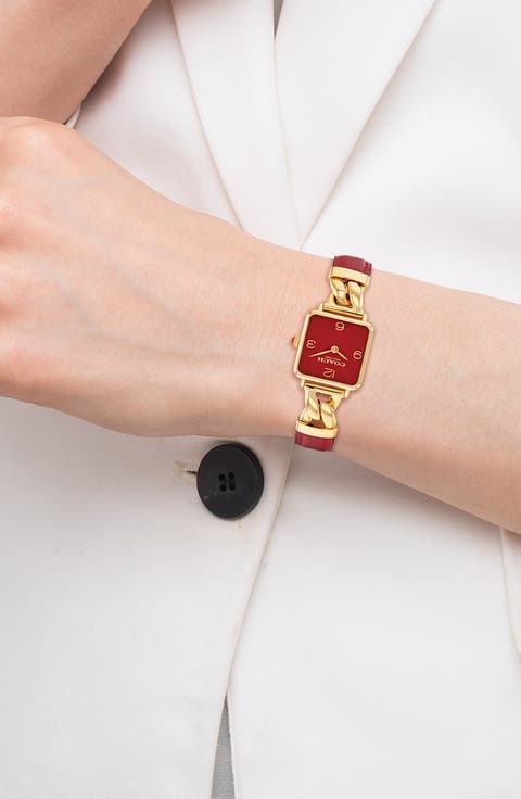 Cass Leather Strap Bracelet Watch, 22mm